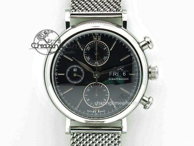 MIROTIME 0420 Fashionable Portofino Automatic SS TWF 1:1 Best Edition Silver Dial SS Markers on Black Leather Strap A 7200